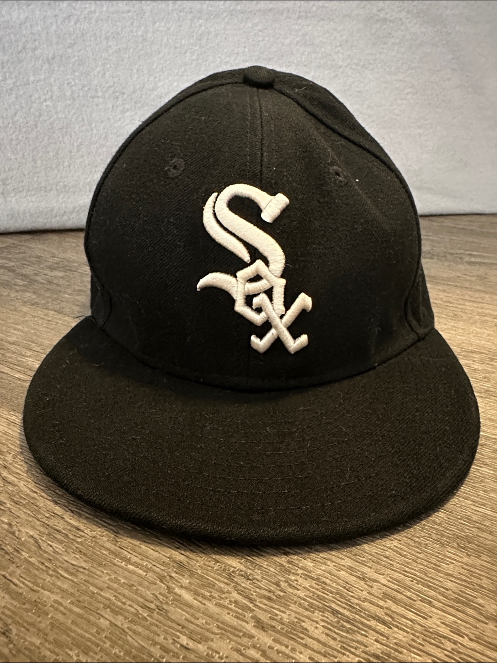 Black Fitted Baseball Cap  White Logo